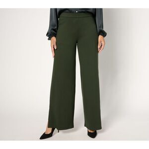Dennis Basso Women's Pants Sz M Drapey Ponte Wide Leg Pant Green A675053